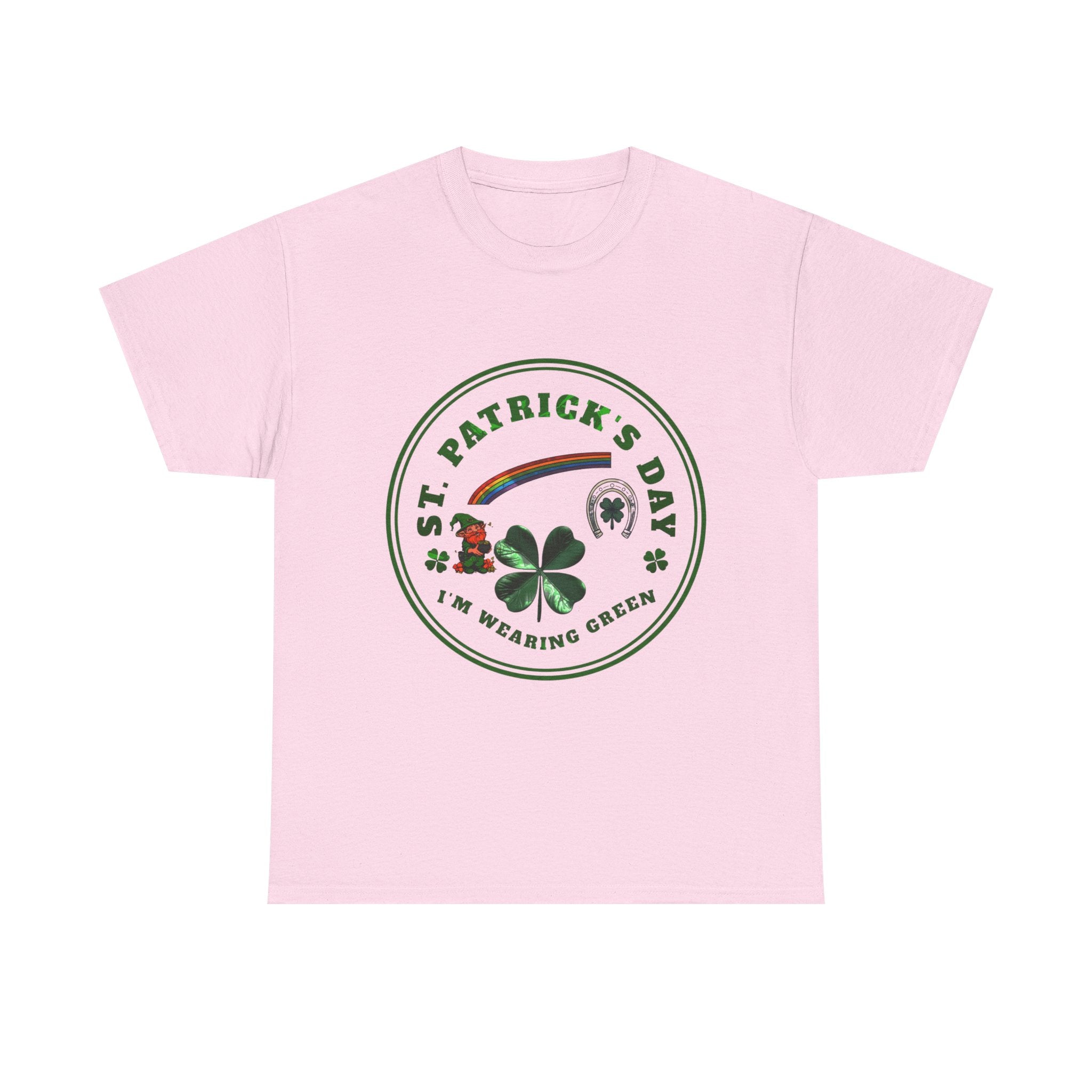 St. Patricks Day T Shirt  Im Wearing Green Shamrock Rainbow Tee