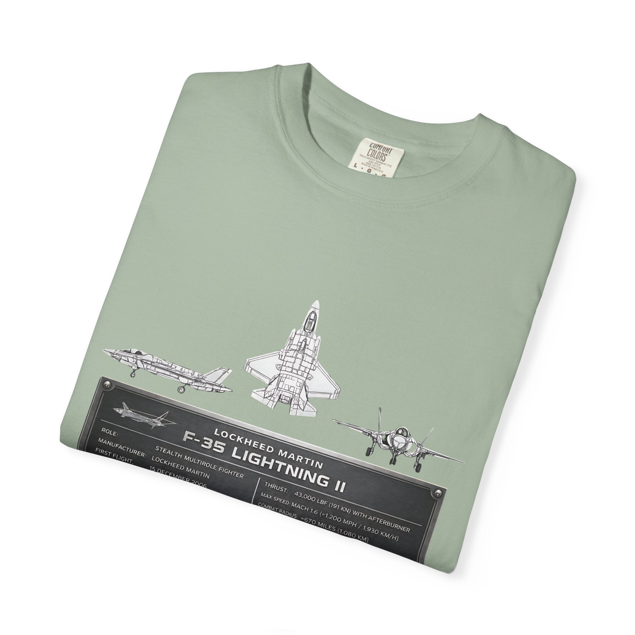 F-35 Lightning II Jet Schematic T-shirt | Military Aircraft Diagram