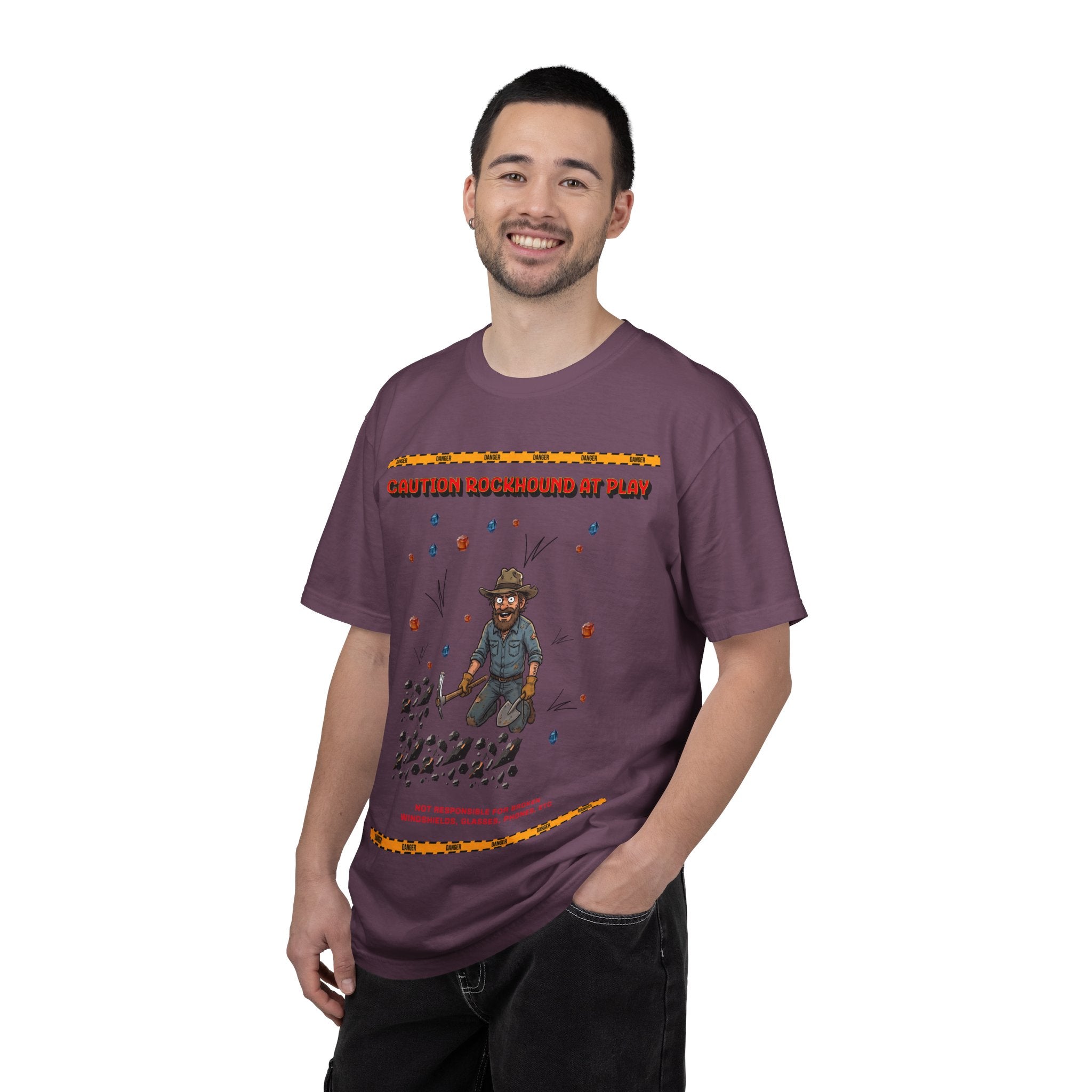 Rockhound Rocks Flying T-shirt | Mining Humor, Rock Collecting Tee, Geology, Front and Back Printed