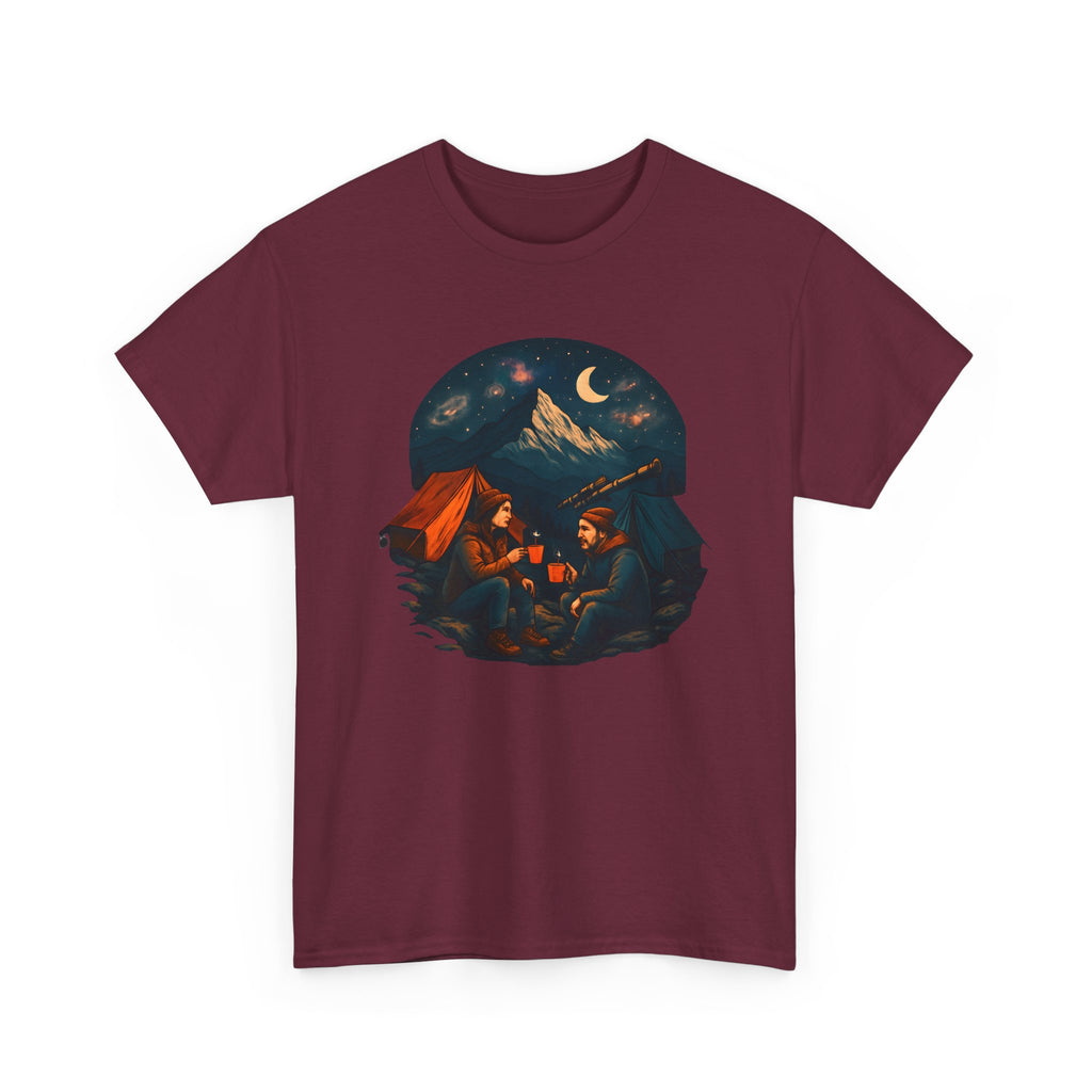 Camping Stars Coffee Telescopes T-Shirt | Camping Night Sky Tee