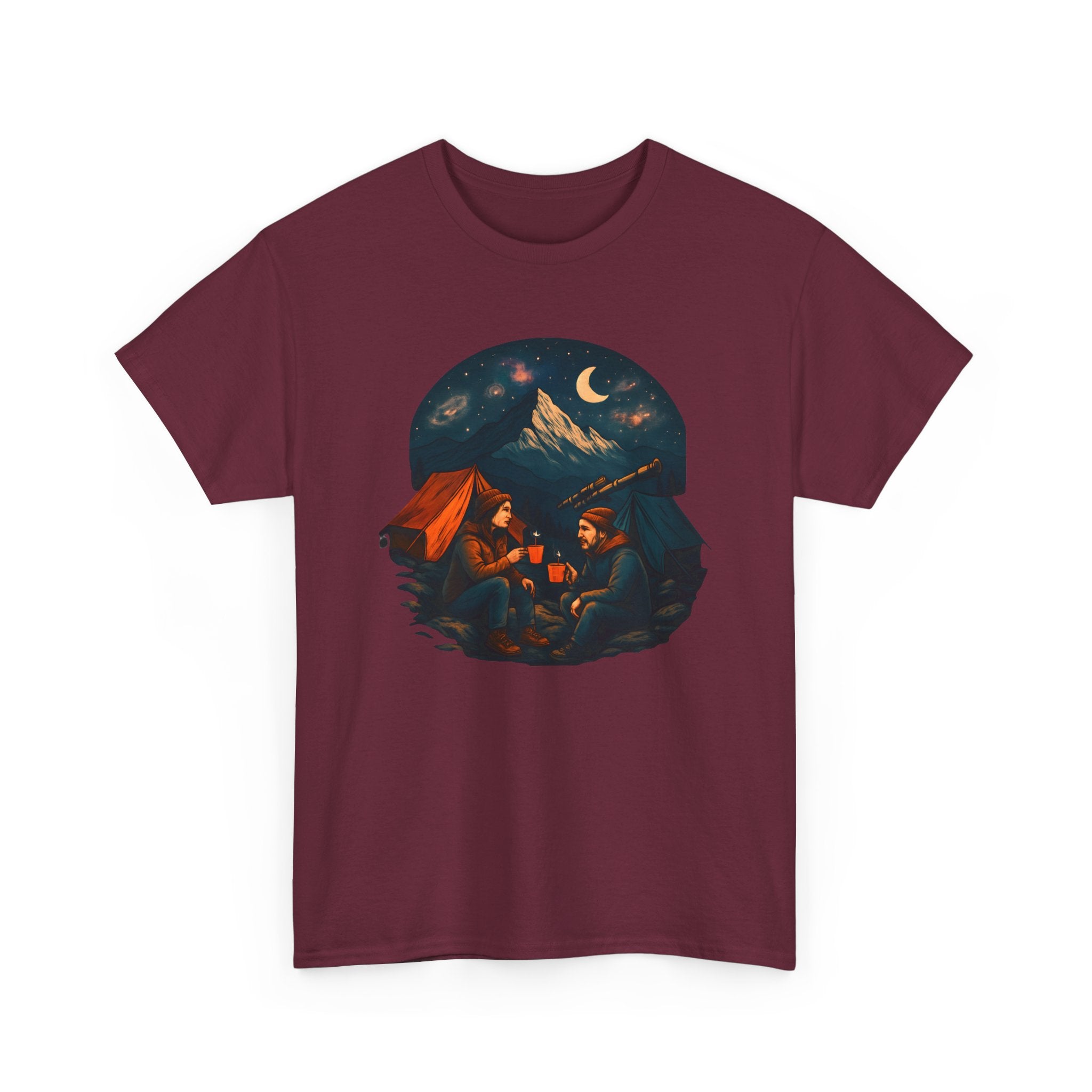 Camping Stars Coffee Telescopes T-Shirt | Camping Night Sky Tee
