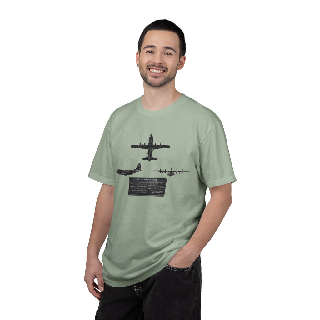 AC-130 Gunship Schematic Blueprint T-shirt | Angel of Death Diagram Military Aircraft