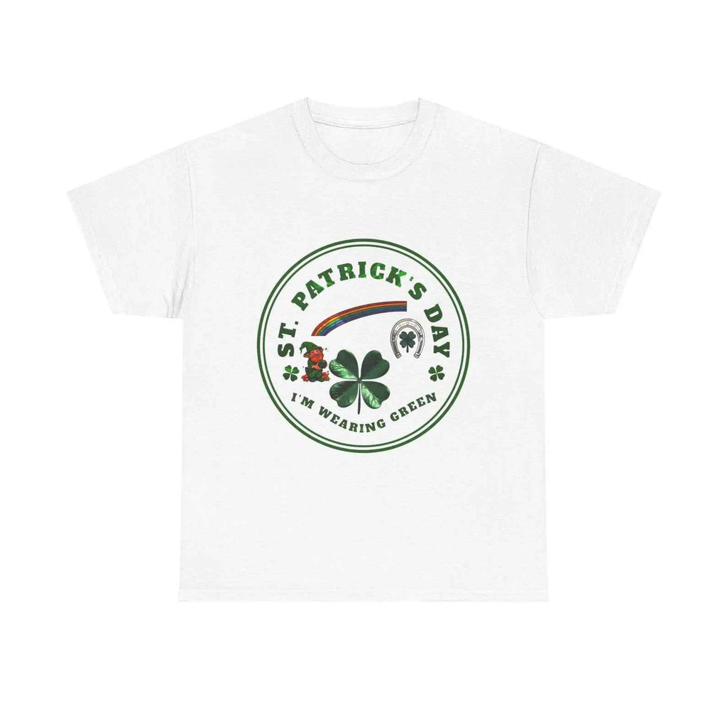 St. Patricks Day T Shirt  Im Wearing Green Shamrock Rainbow Tee