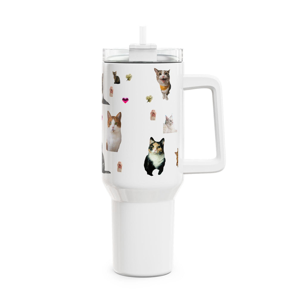 Cat Illustration Tumbler, 40oz Stainless Steel Travel Cup