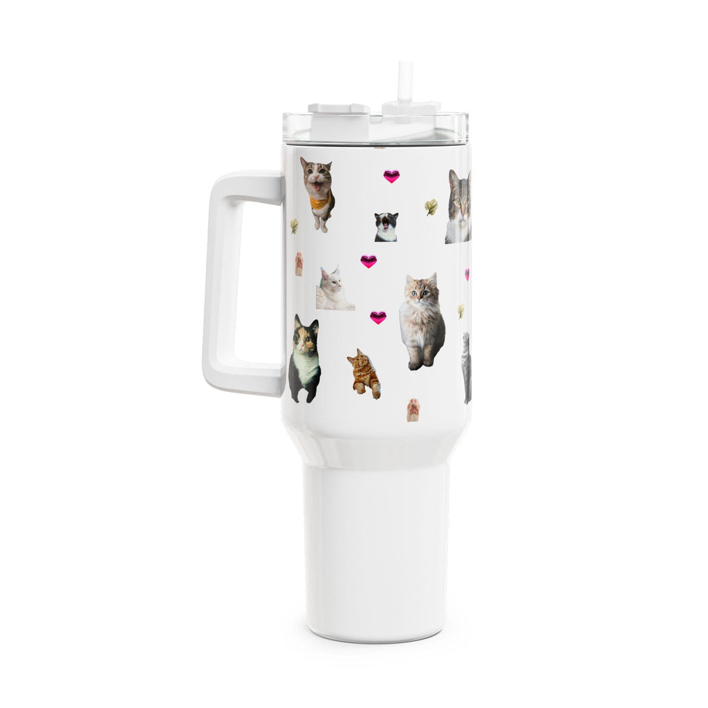 Cat Illustration Tumbler, 40oz Stainless Steel Travel Cup