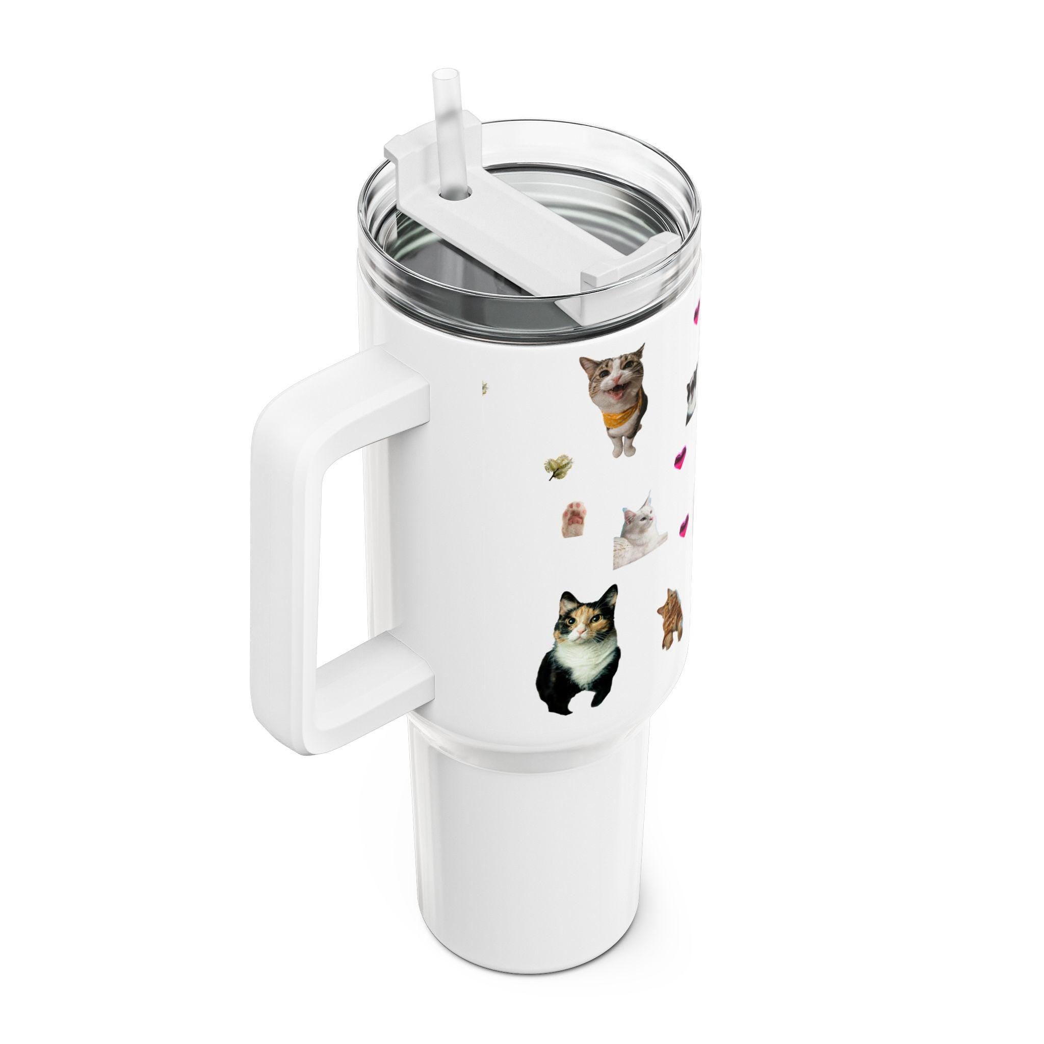Cat Illustration Tumbler, 40oz Stainless Steel Travel Cup