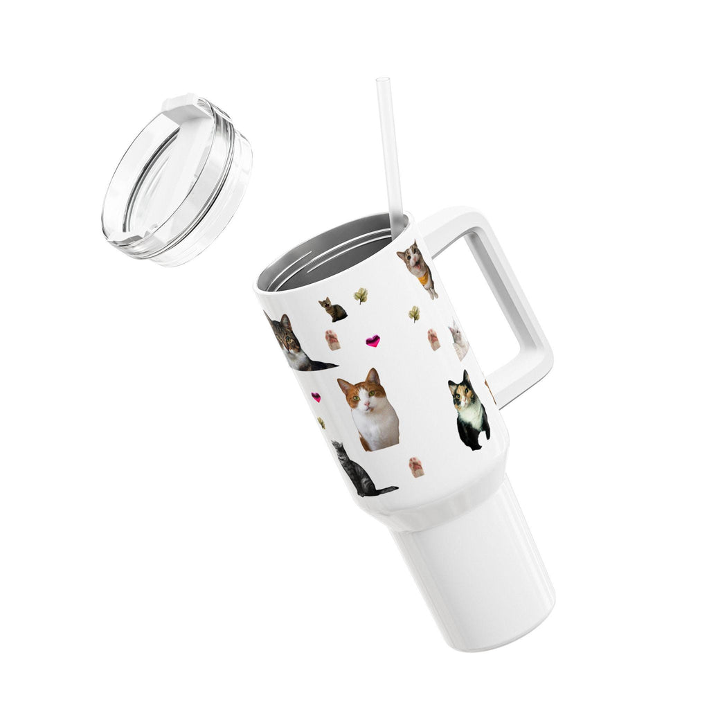 Cat Illustration Tumbler, 40oz Stainless Steel Travel Cup
