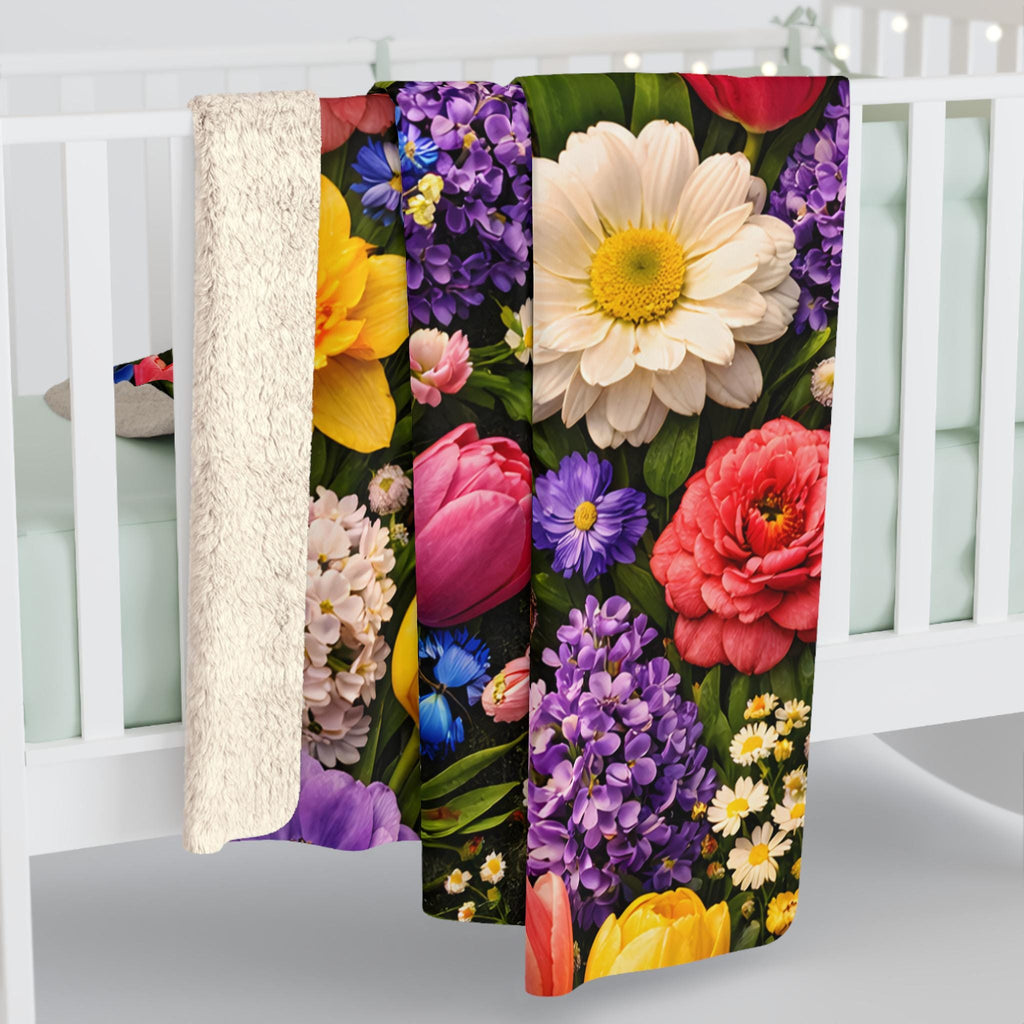 Springtime Floral Wrap Sherpa Fleece Blanket | All the Flowers Without the Allergies