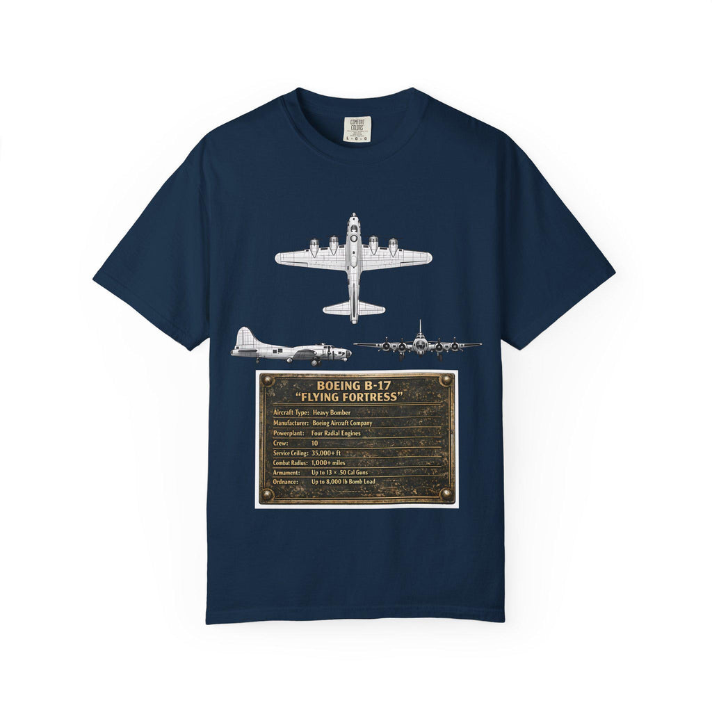 B-17 Bomber schematic Illustration T-shirt | Vintage Aviation Plane Art