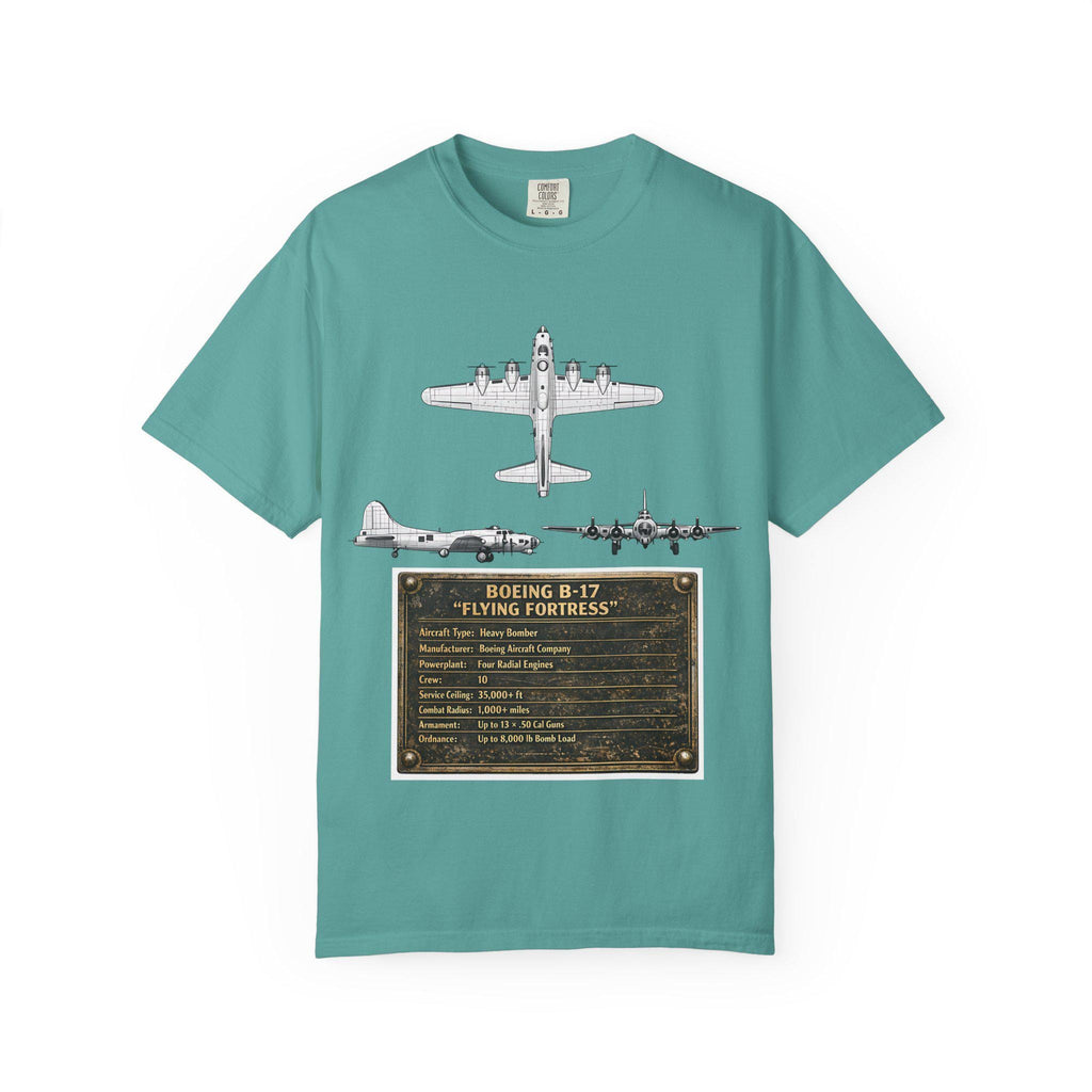 B-17 Bomber schematic Illustration T-shirt | Vintage Aviation Plane Art