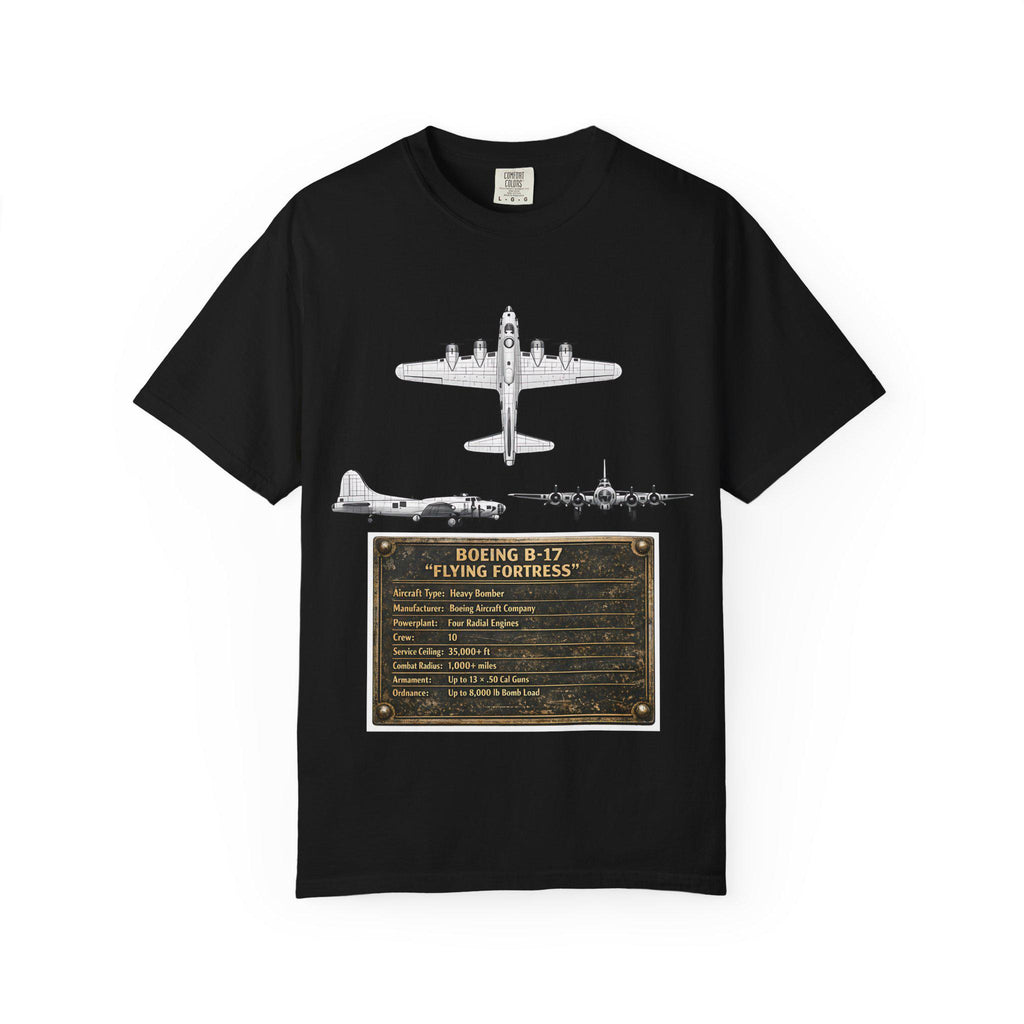 B-17 Bomber schematic Illustration T-shirt | Vintage Aviation Plane Art