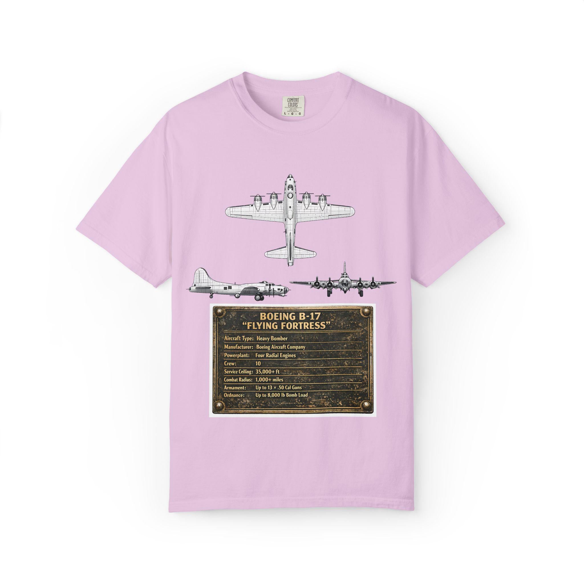 B-17 Bomber schematic Illustration T-shirt | Vintage Aviation Plane Art