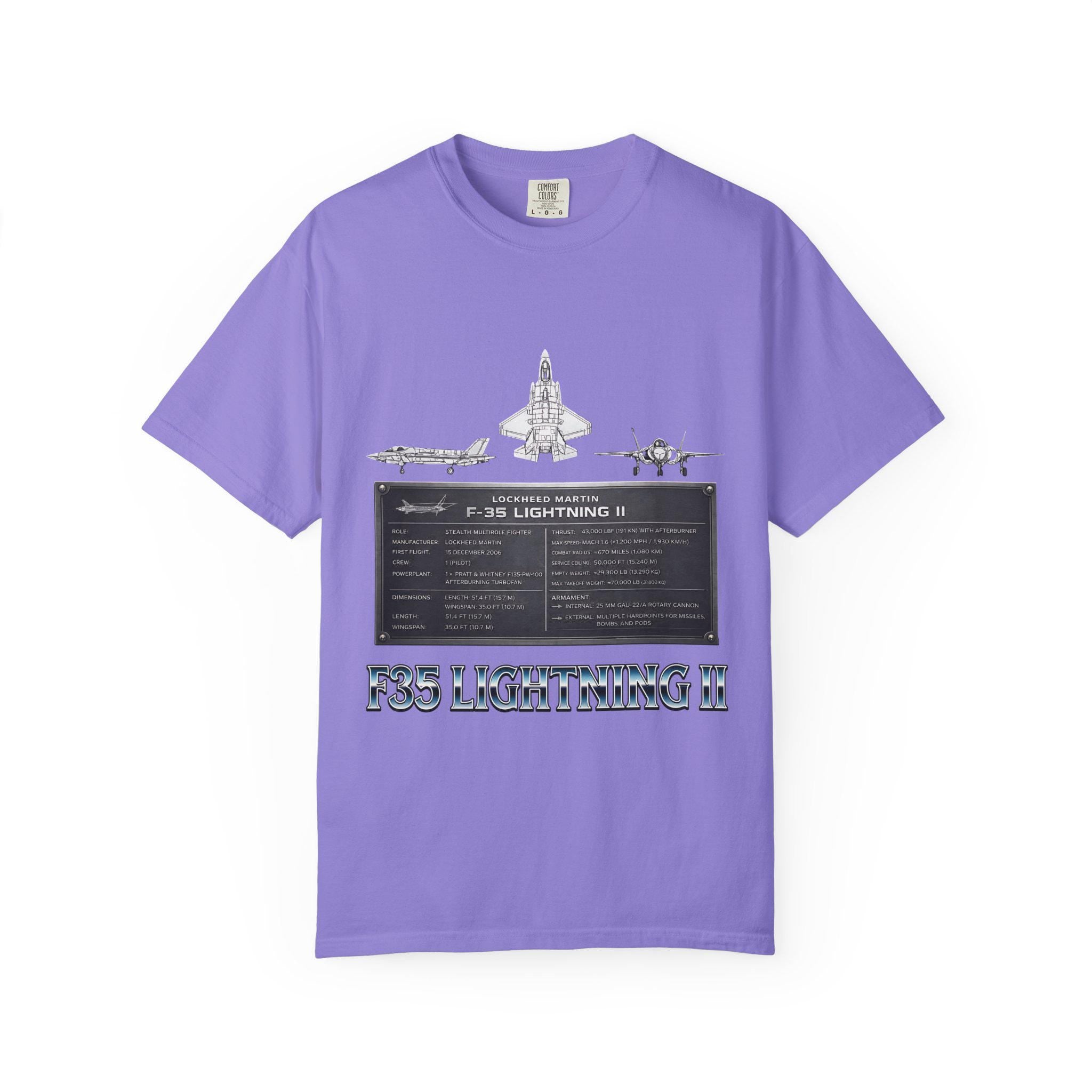 F-35 Lightning II Jet Schematic T-shirt | Military Aircraft Diagram