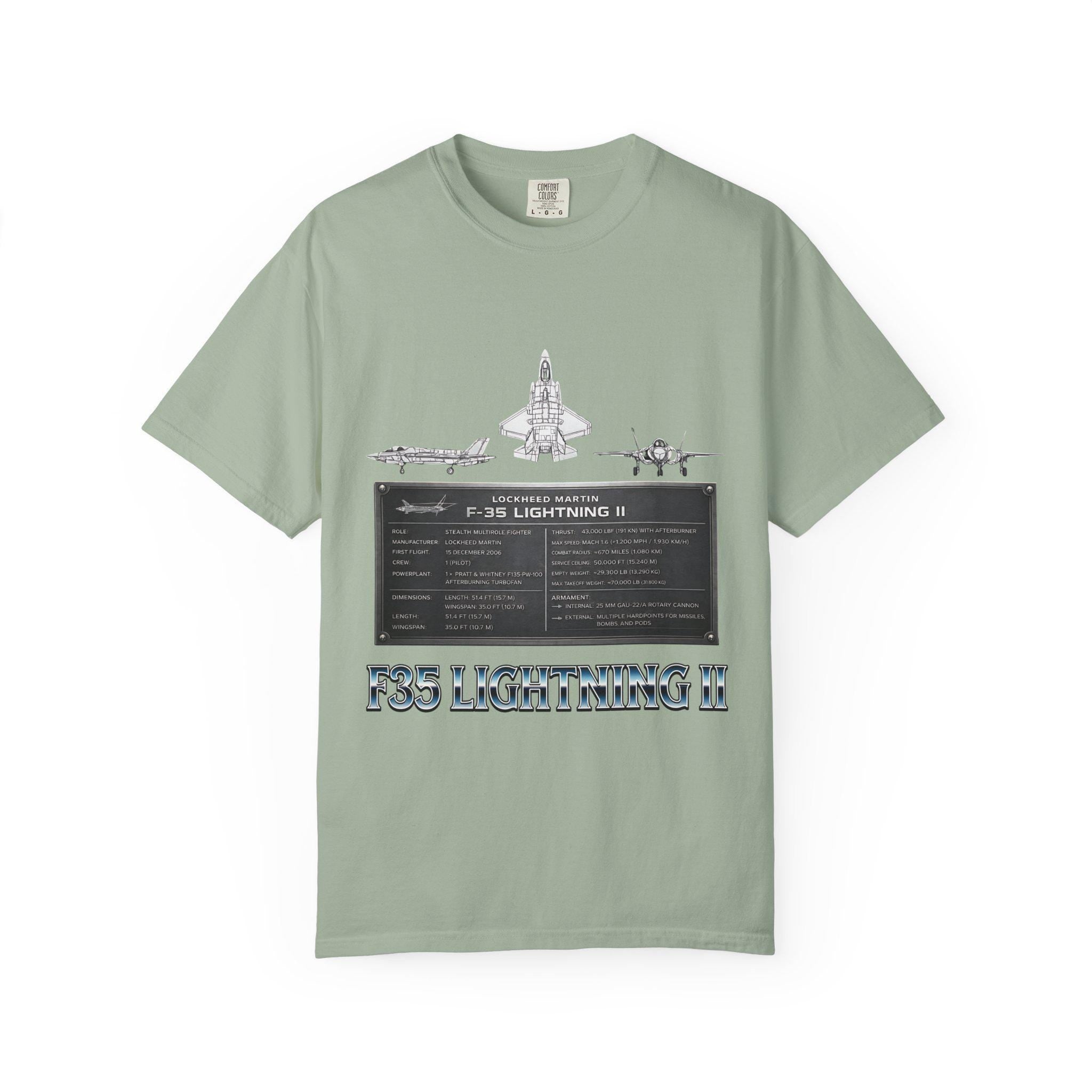 F-35 Lightning II Jet Schematic T-shirt | Military Aircraft Diagram