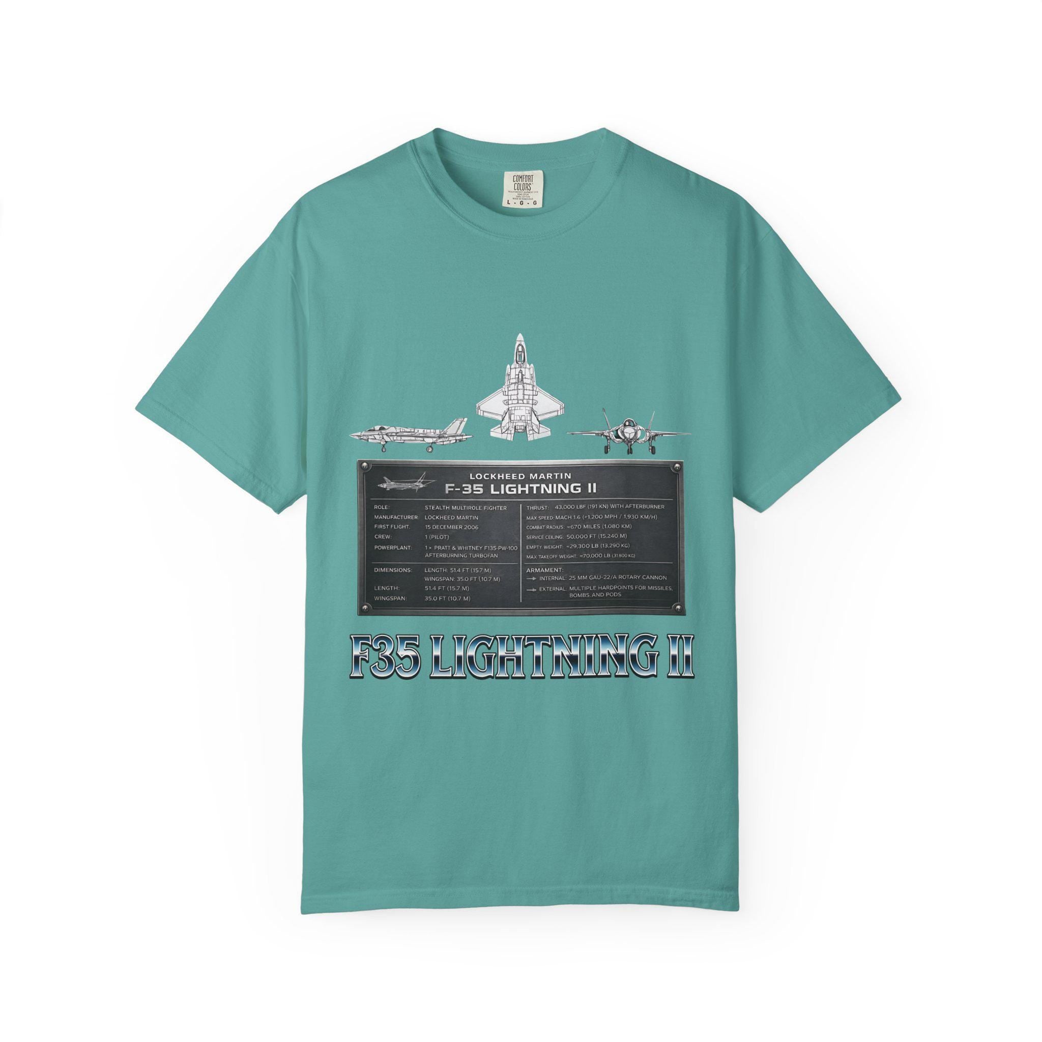 F-35 Lightning II Jet Schematic T-shirt | Military Aircraft Diagram