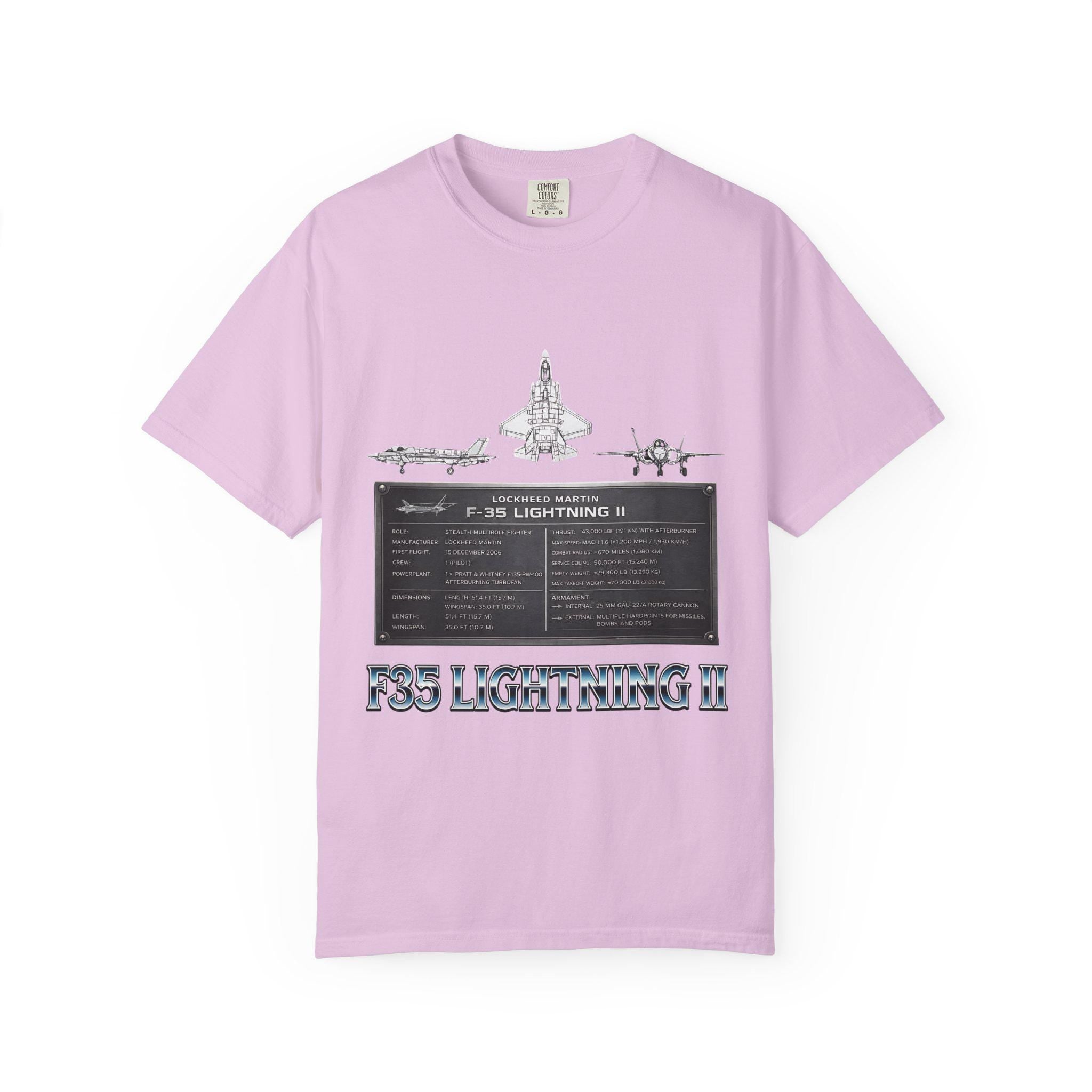 F-35 Lightning II Jet Schematic T-shirt | Military Aircraft Diagram