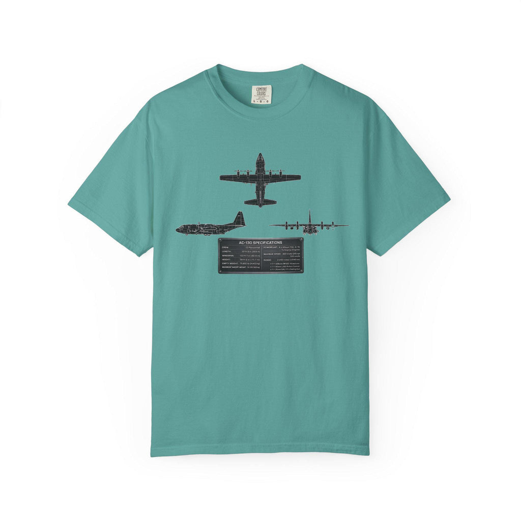 AC-130 Gunship Schematic Blueprint T-shirt | Angel of Death Diagram Military Aircraft