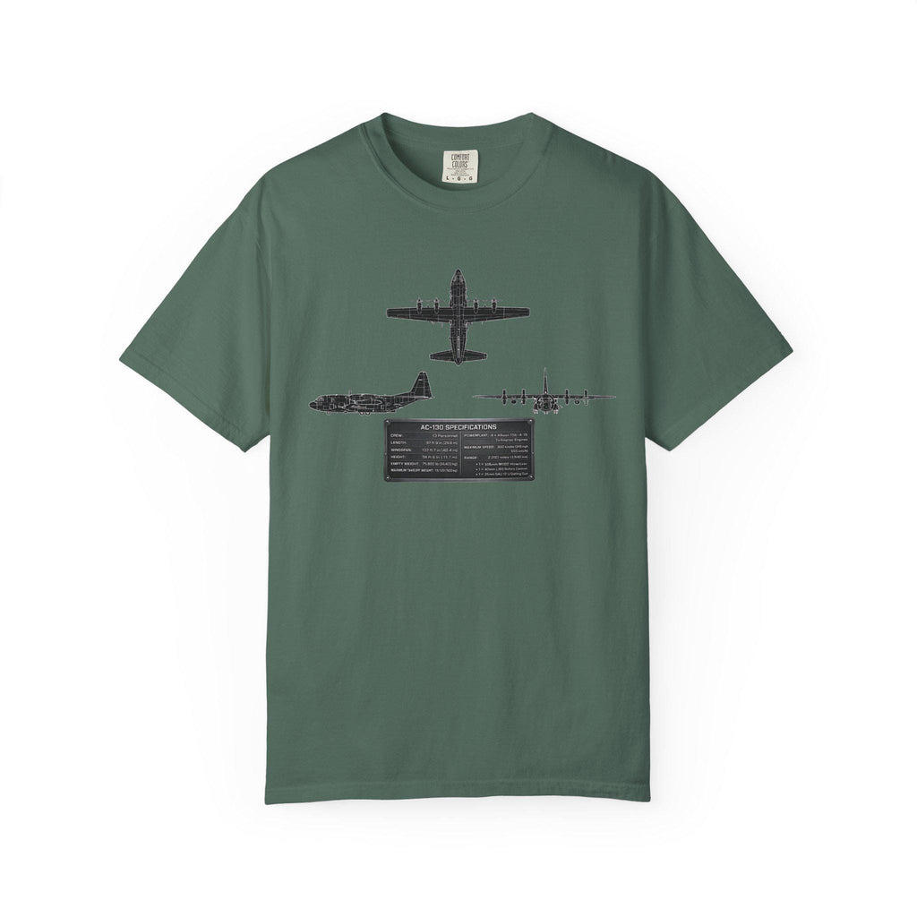 AC-130 Gunship Schematic Blueprint T-shirt | Angel of Death Diagram Military Aircraft