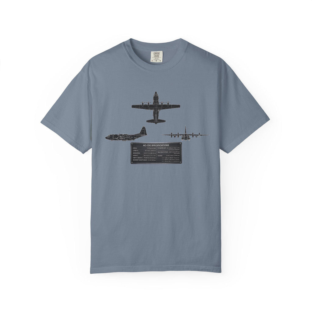 AC-130 Gunship Schematic Blueprint T-shirt | Angel of Death Diagram Military Aircraft