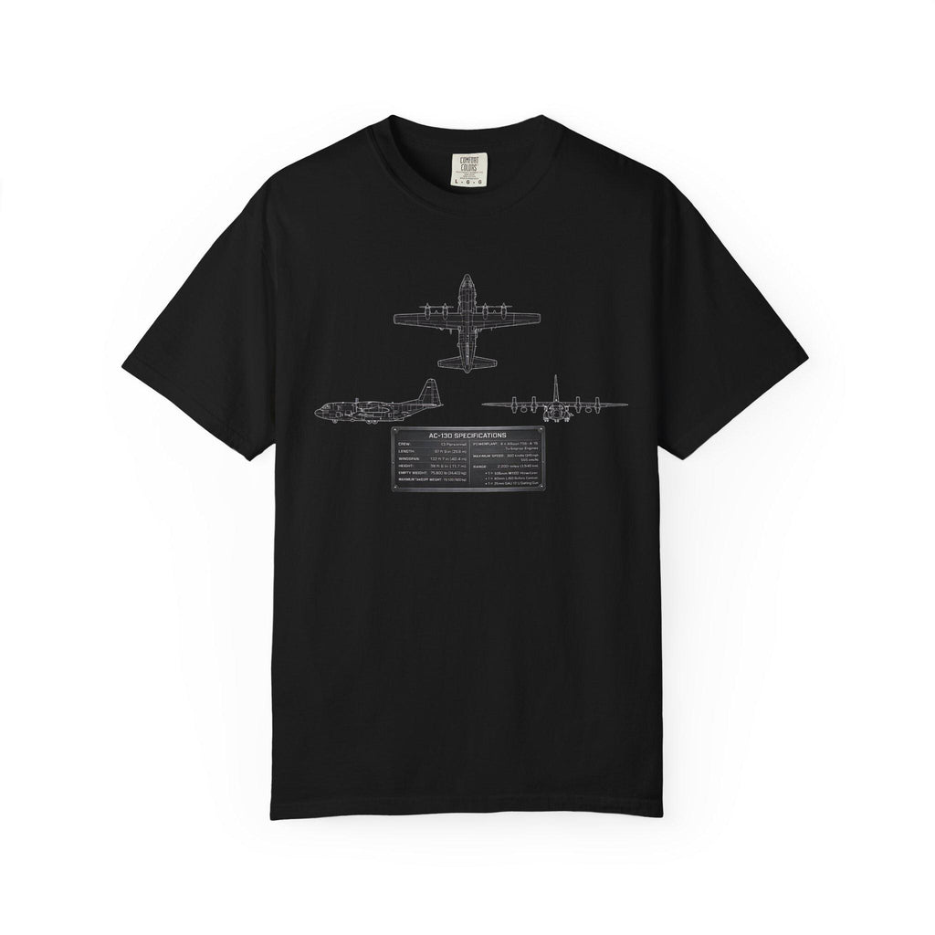 AC-130 Gunship Schematic Blueprint T-shirt | Angel of Death Diagram Military Aircraft