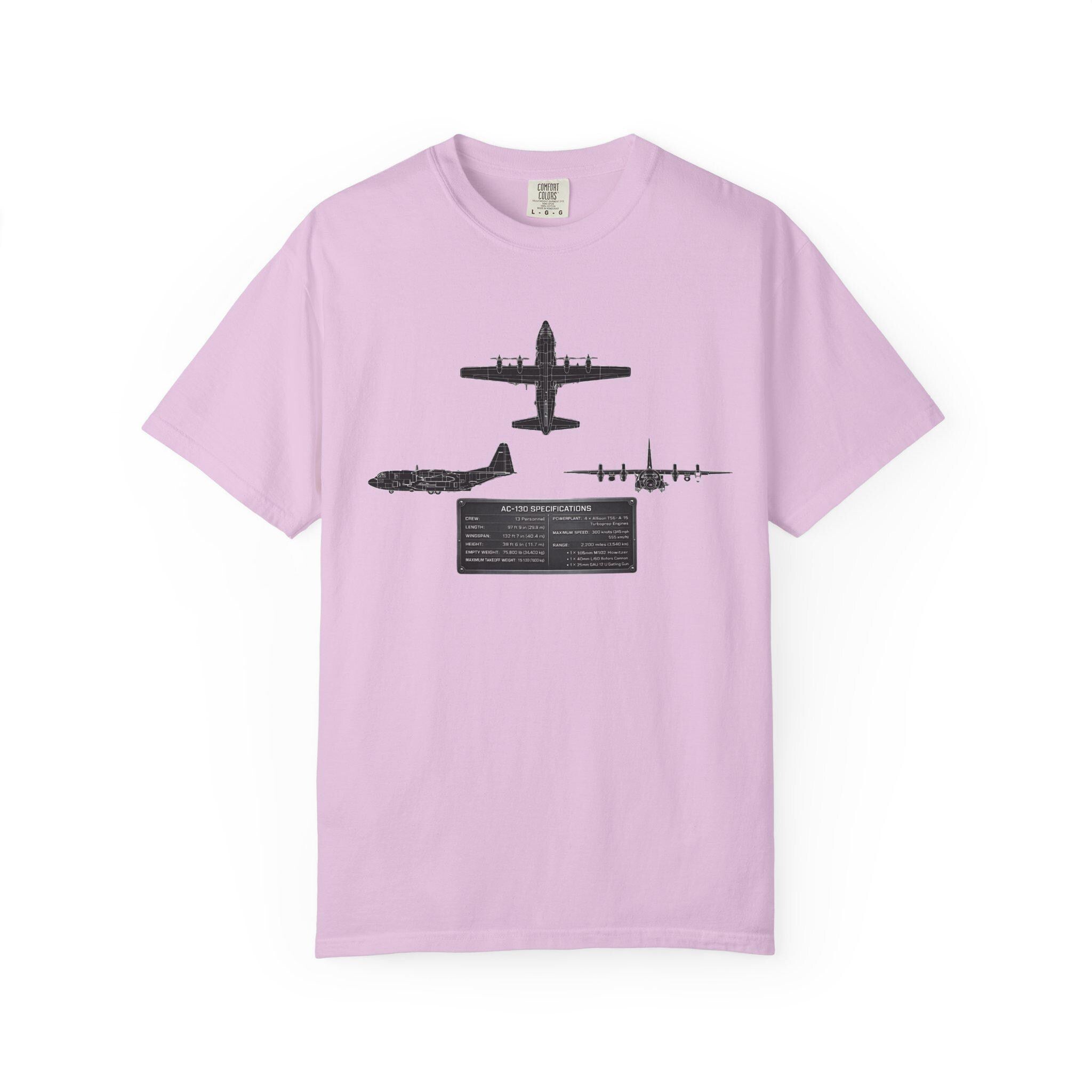 AC-130 Gunship Schematic Blueprint T-shirt | Angel of Death Diagram Military Aircraft