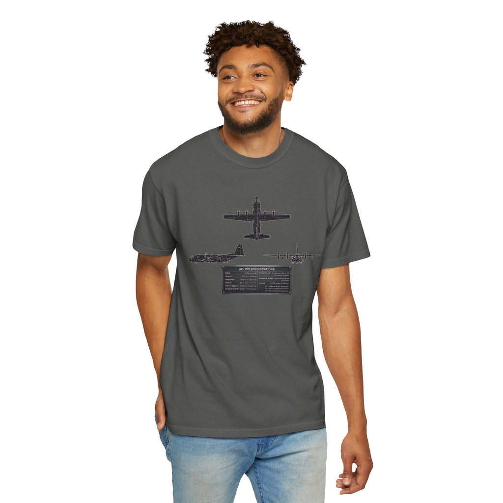 AC-130 Gunship Schematic Blueprint T-shirt | Angel of Death Diagram Military Aircraft