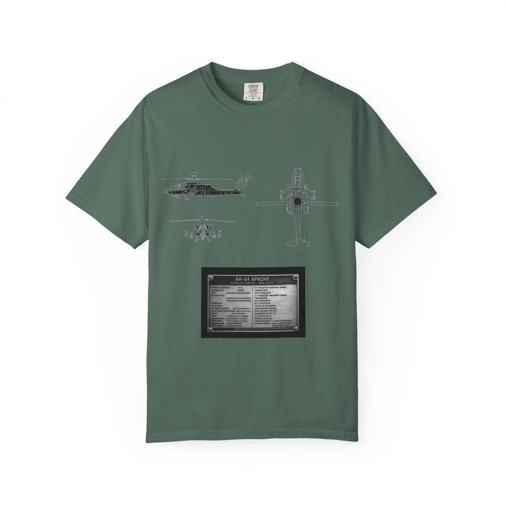 AH-64 Apache Helicopter Schematic T-shirt | Blueprint Military Diagram