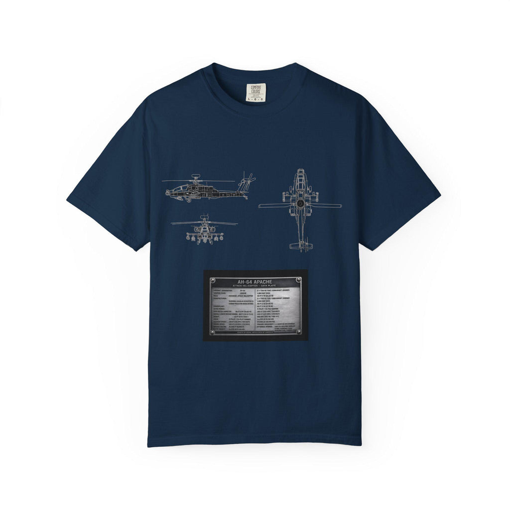AH-64 Apache Helicopter Schematic T-shirt | Blueprint Military Diagram
