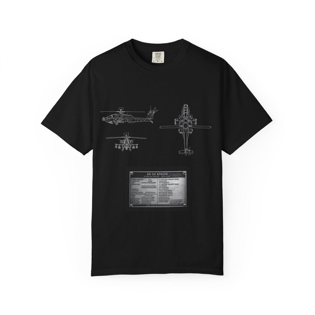 AH-64 Apache Helicopter Schematic T-shirt | Blueprint Military Diagram