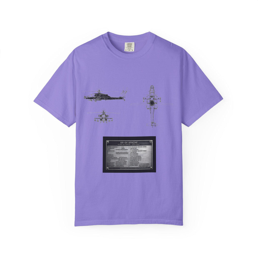 AH-64 Apache Helicopter Schematic T-shirt | Blueprint Military Diagram
