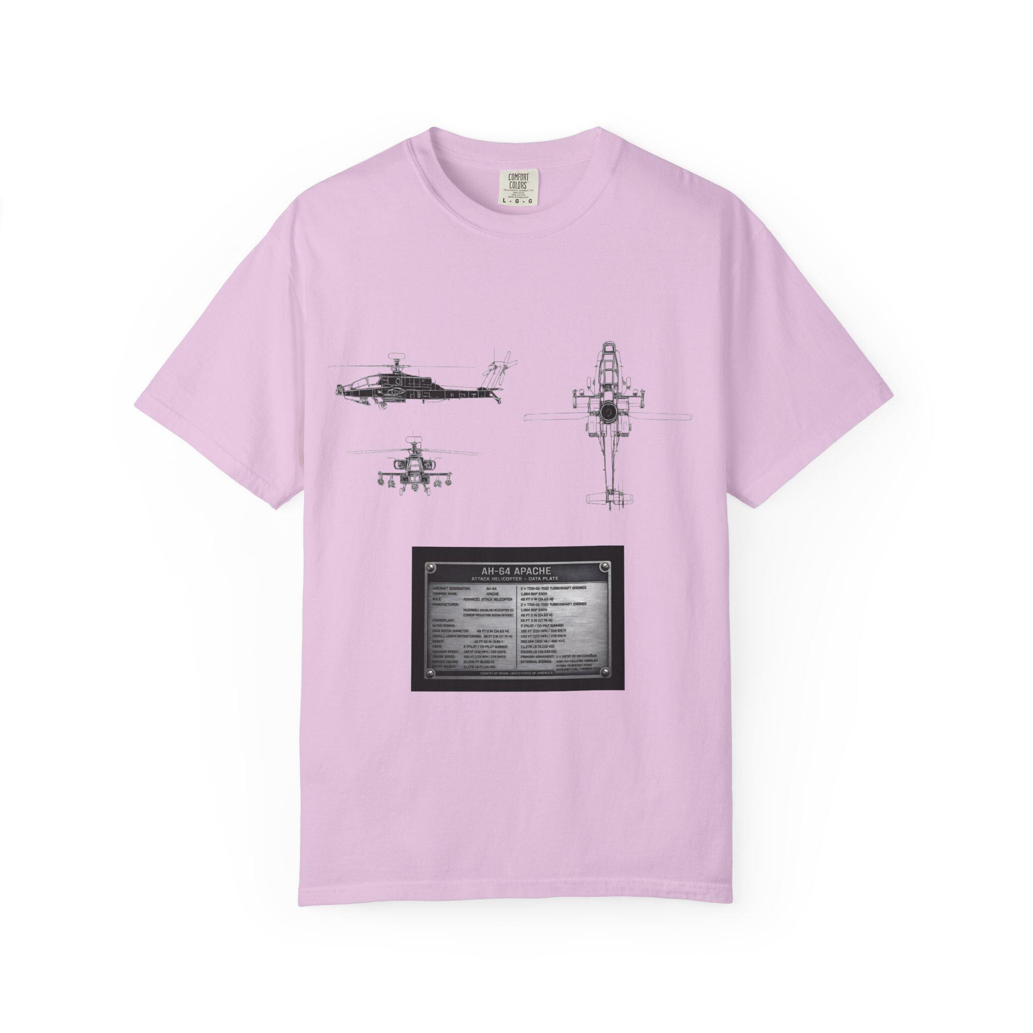 AH-64 Apache Helicopter Schematic T-shirt | Blueprint Military Diagram