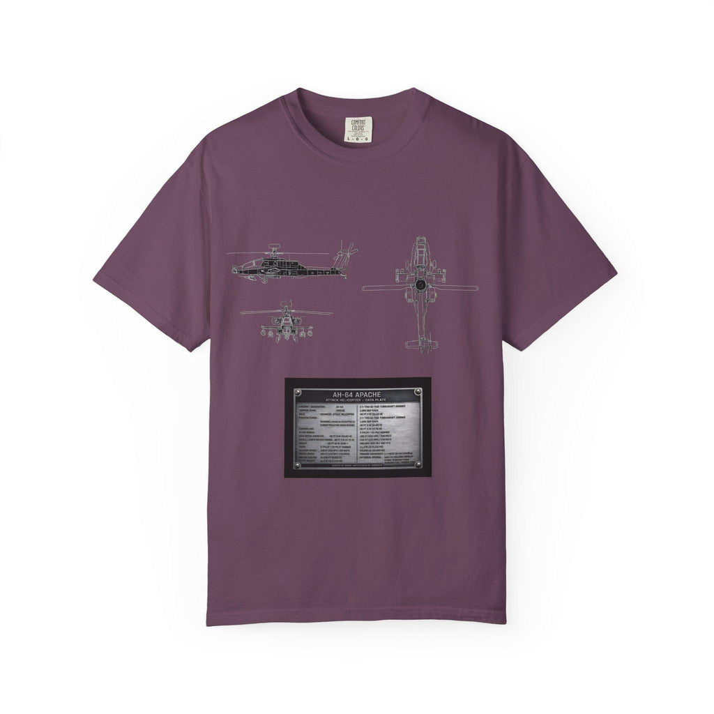 AH-64 Apache Helicopter Schematic T-shirt | Blueprint Military Diagram