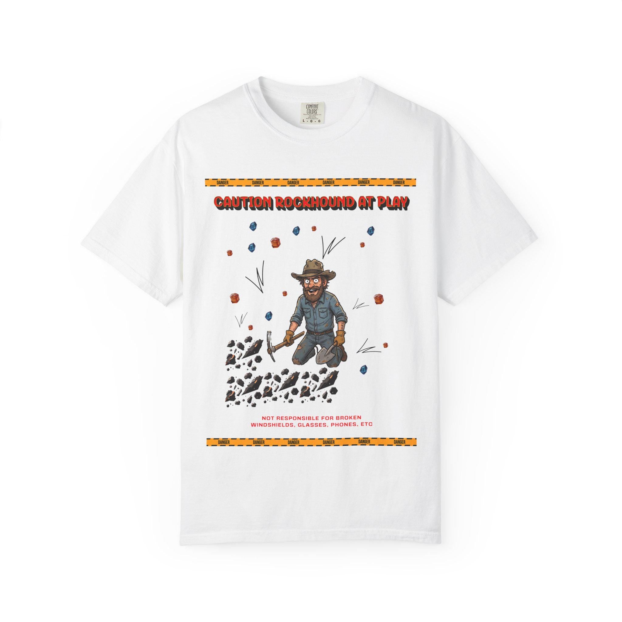 Rockhound Rocks Flying T-shirt | Mining Humor, Rock Collecting Tee, Geology Front and Back Printed