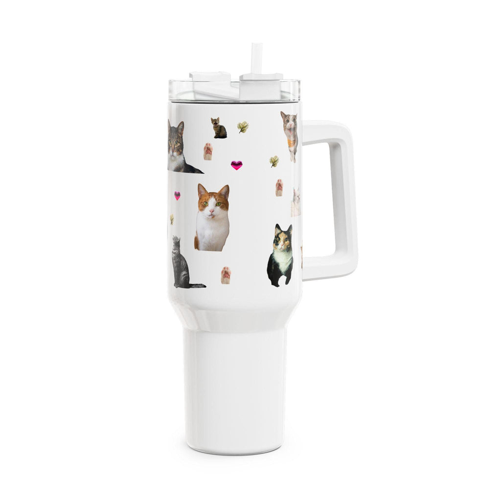Cat Illustration Tumbler, 40oz Stainless Steel Travel Cup