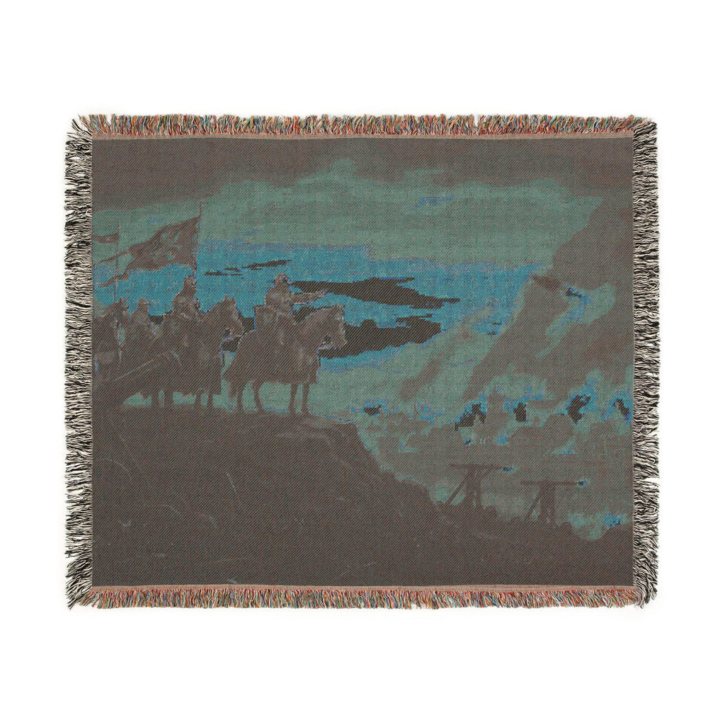 Medieval Knights Overlooking Conquest Woven Blanket