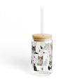 Cat Lover Sipper Glass: 16oz Kitty Parade Tempered Glass with Lid
