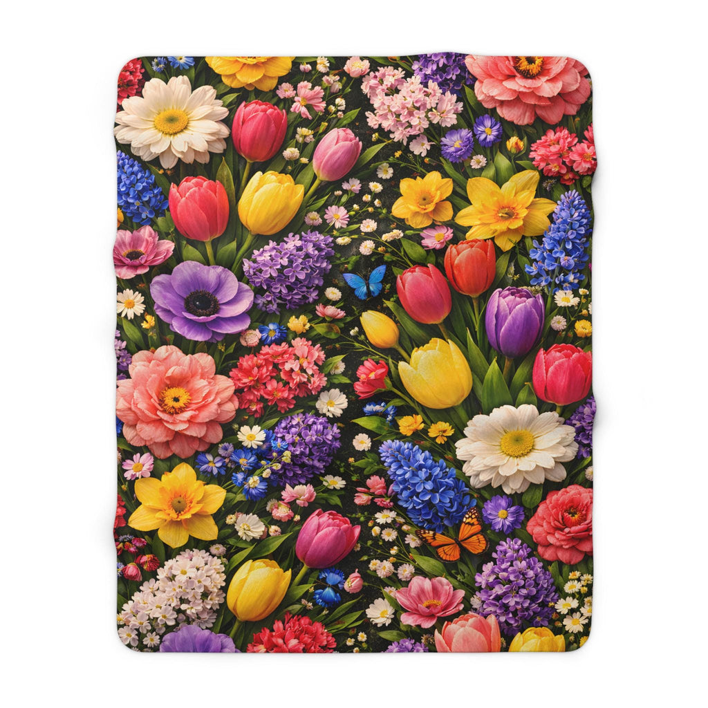 Springtime Floral Wrap Sherpa Fleece Blanket | All the Flowers Without the Allergies