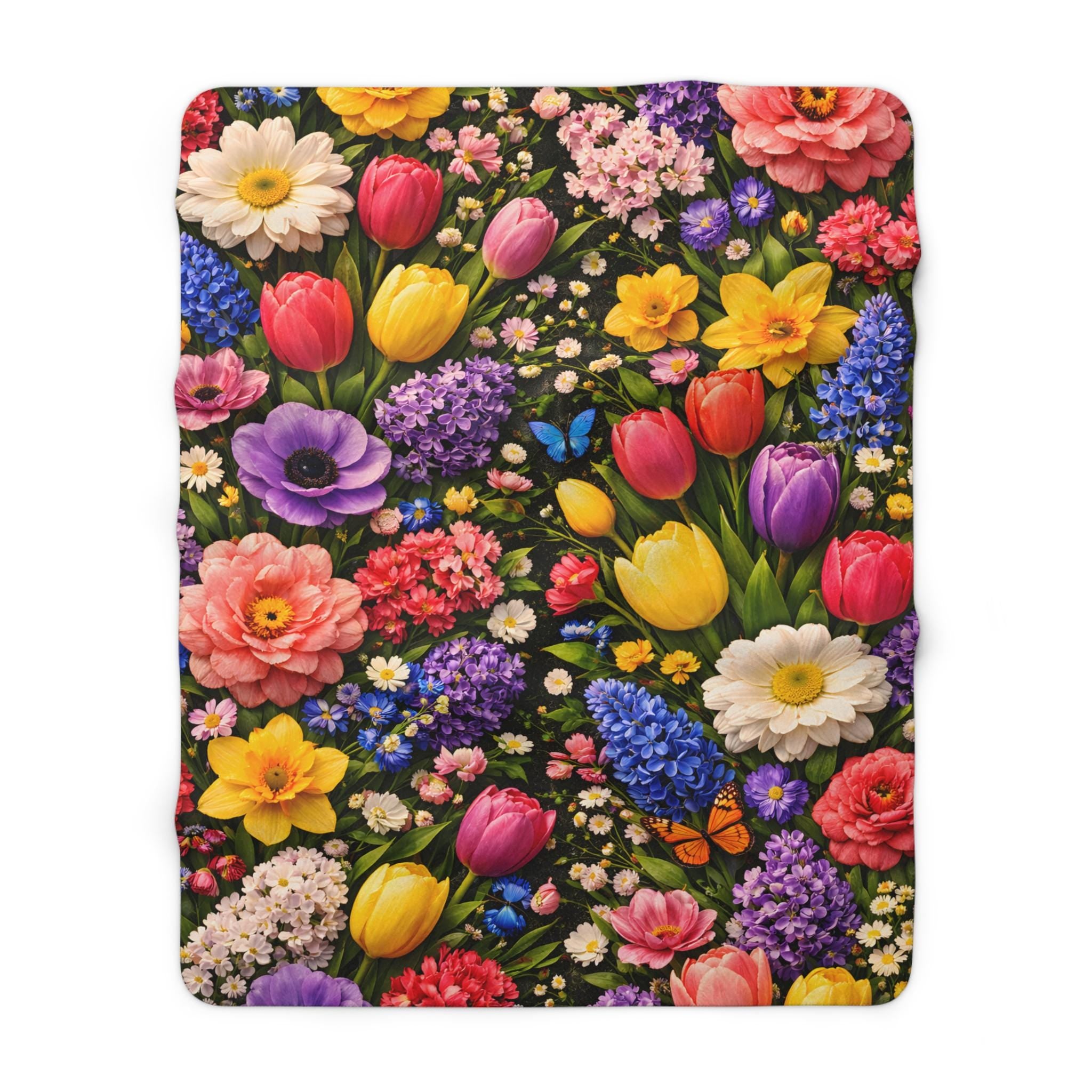 Springtime Floral Wrap Sherpa Fleece Blanket | All the Flowers Without the Allergies