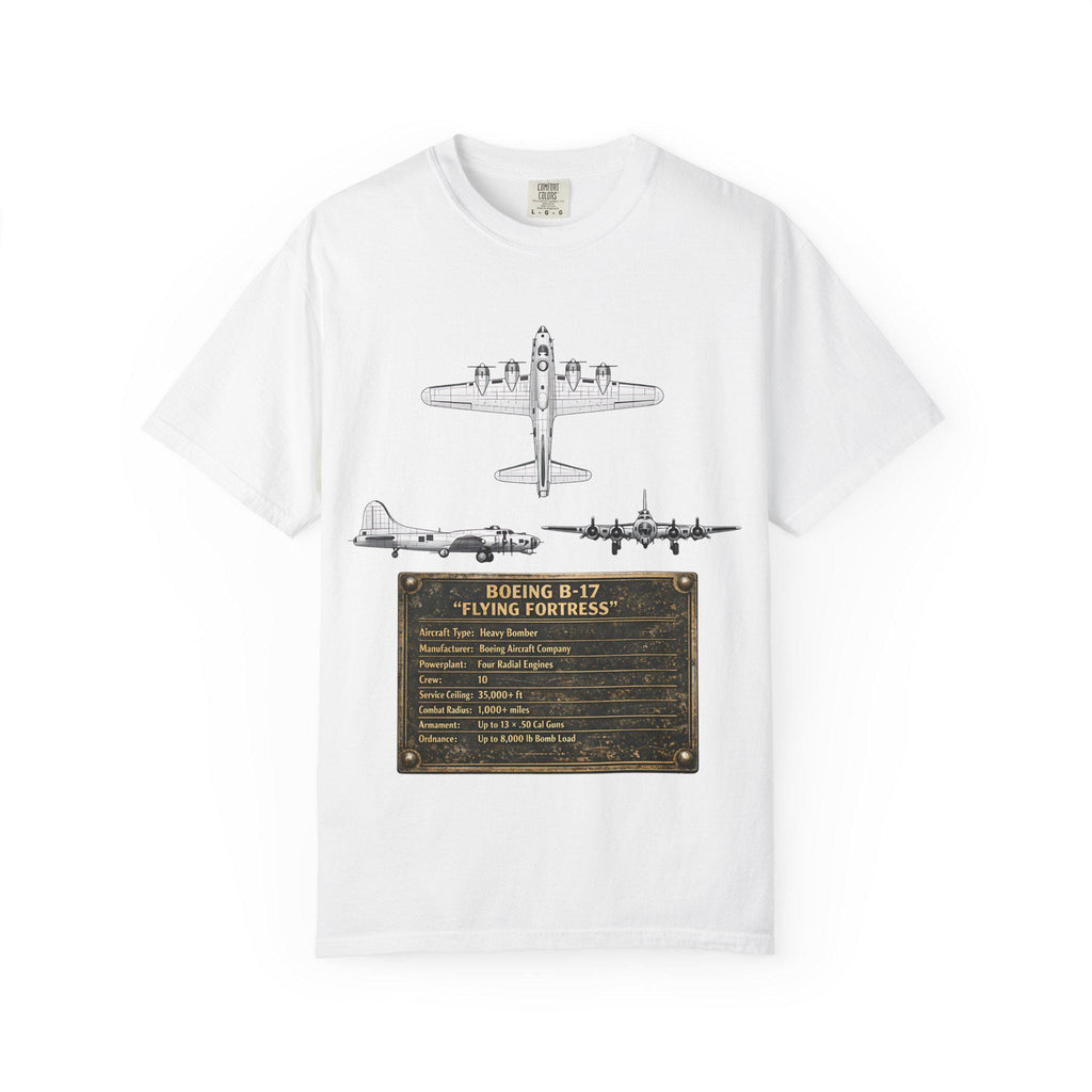 B-17 Bomber schematic Illustration T-shirt | Vintage Aviation Plane Art