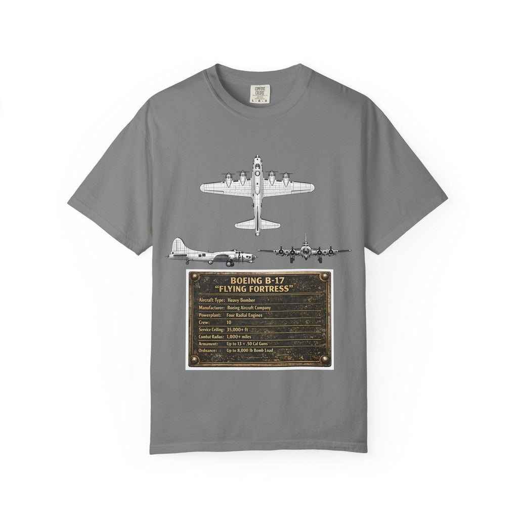 B-17 Bomber schematic Illustration T-shirt | Vintage Aviation Plane Art