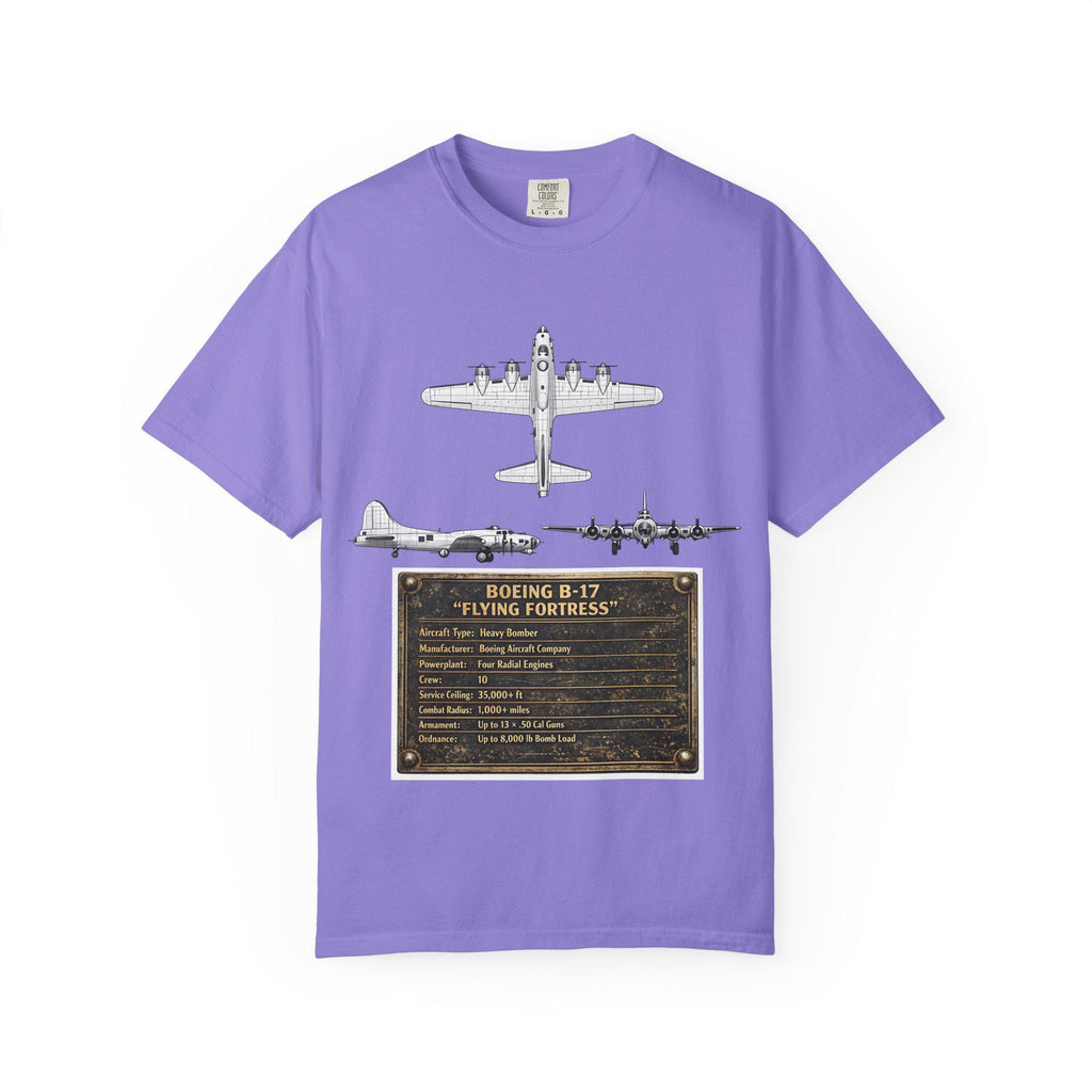 B-17 Bomber schematic Illustration T-shirt | Vintage Aviation Plane Art