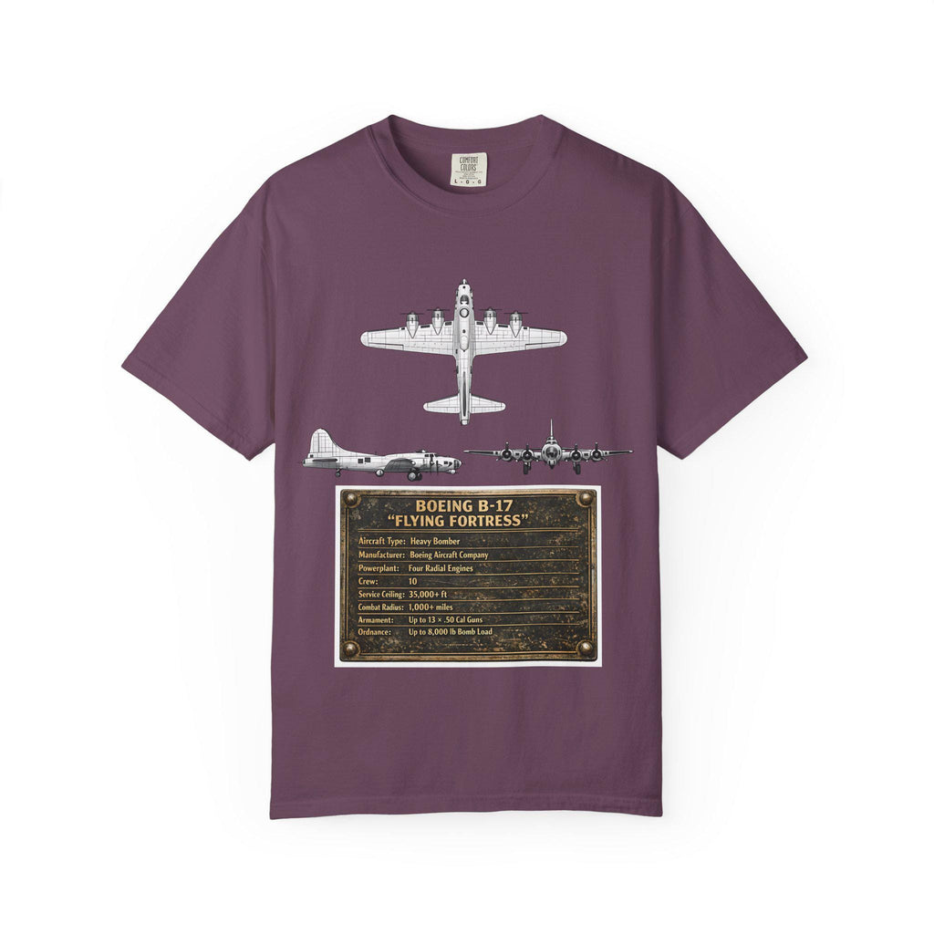 B-17 Bomber schematic Illustration T-shirt | Vintage Aviation Plane Art