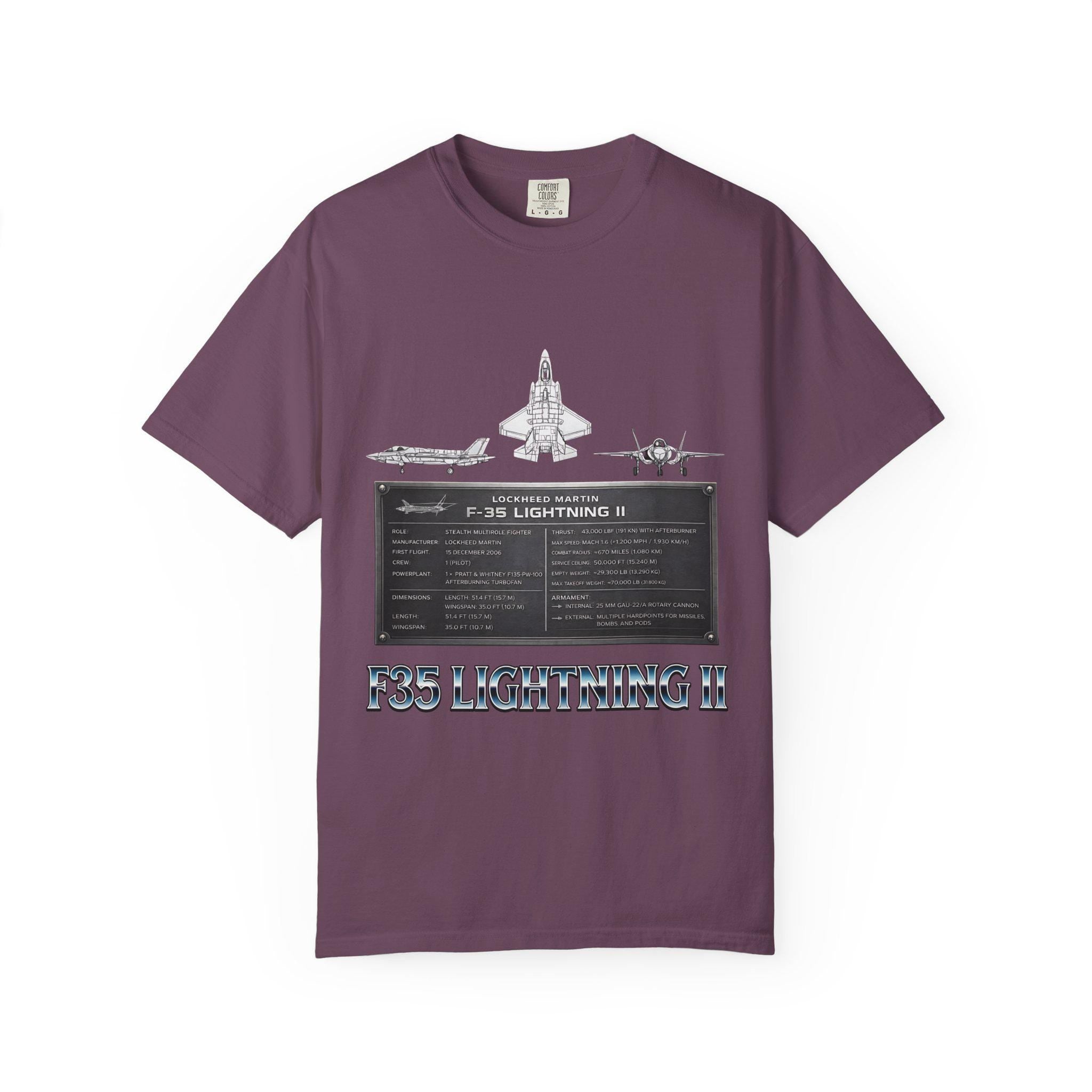 F-35 Lightning II Jet Schematic T-shirt | Military Aircraft Diagram