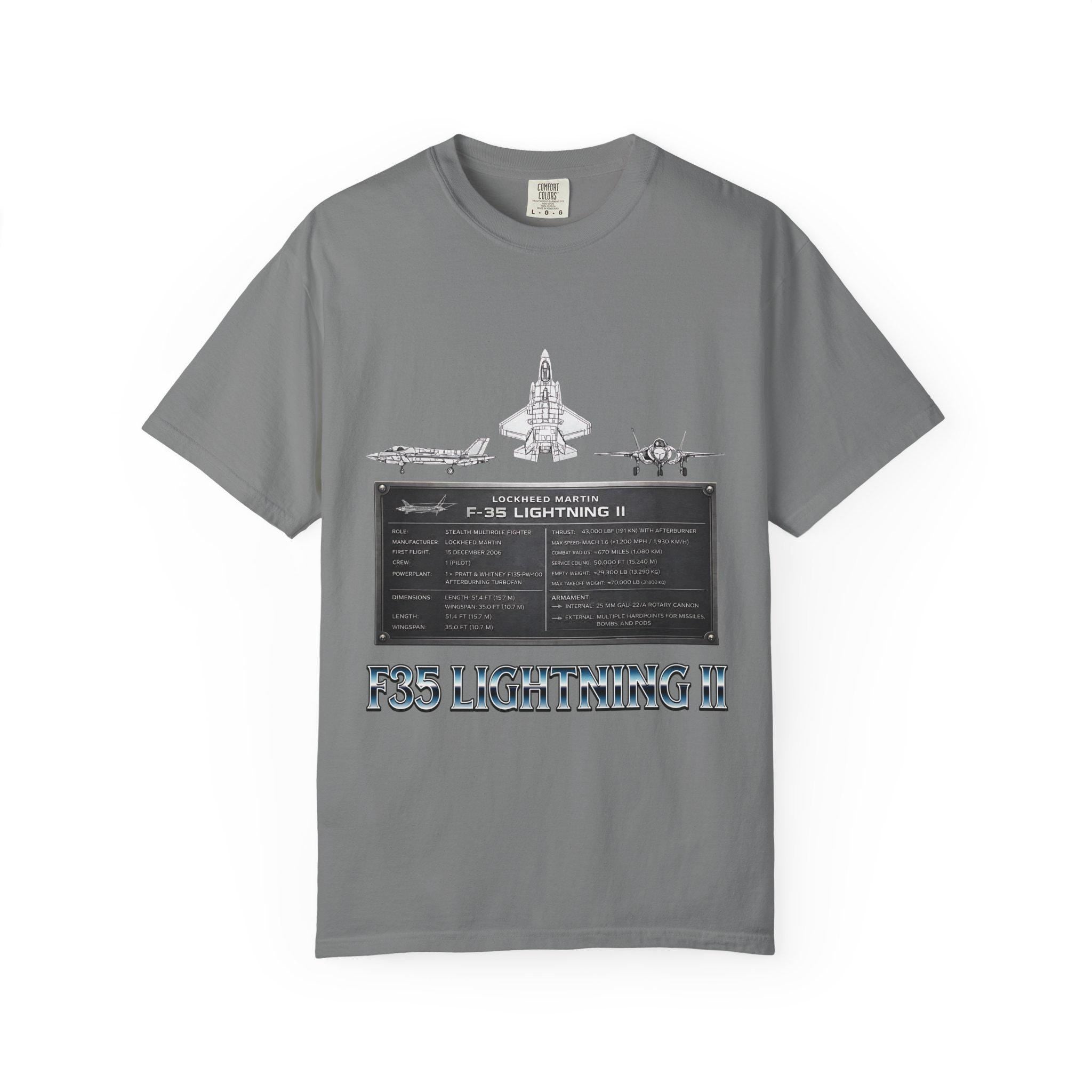 F-35 Lightning II Jet Schematic T-shirt | Military Aircraft Diagram