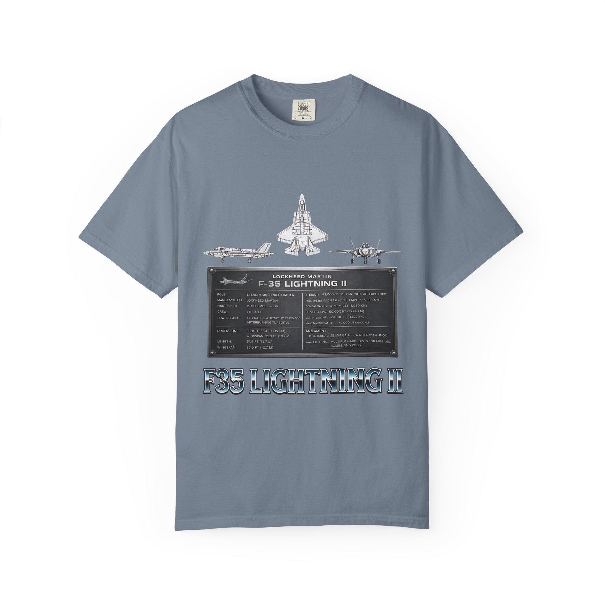 F-35 Lightning II Jet Schematic T-shirt | Military Aircraft Diagram