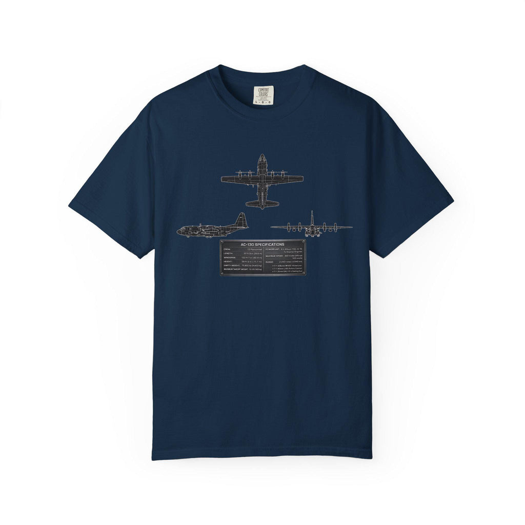 AC-130 Gunship Schematic Blueprint T-shirt | Angel of Death Diagram Military Aircraft