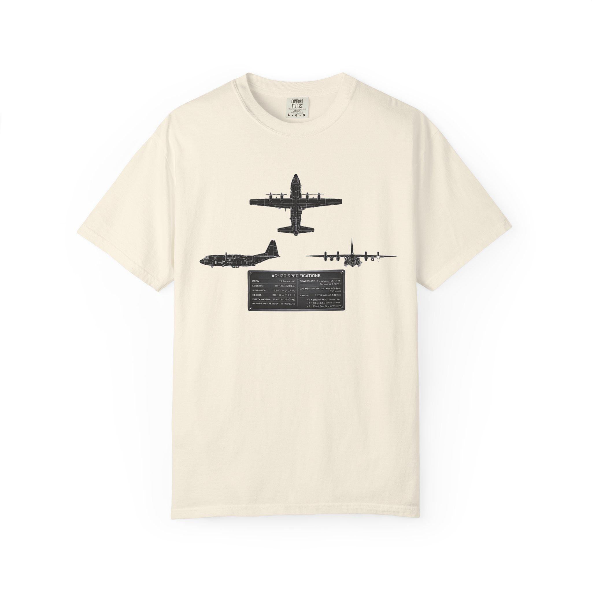 AC-130 Gunship Schematic Blueprint T-shirt | Angel of Death Diagram Military Aircraft