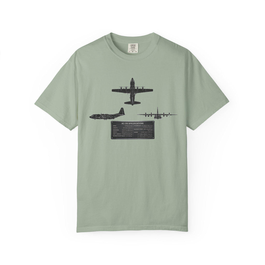AC-130 Gunship Schematic Blueprint T-shirt | Angel of Death Diagram Military Aircraft
