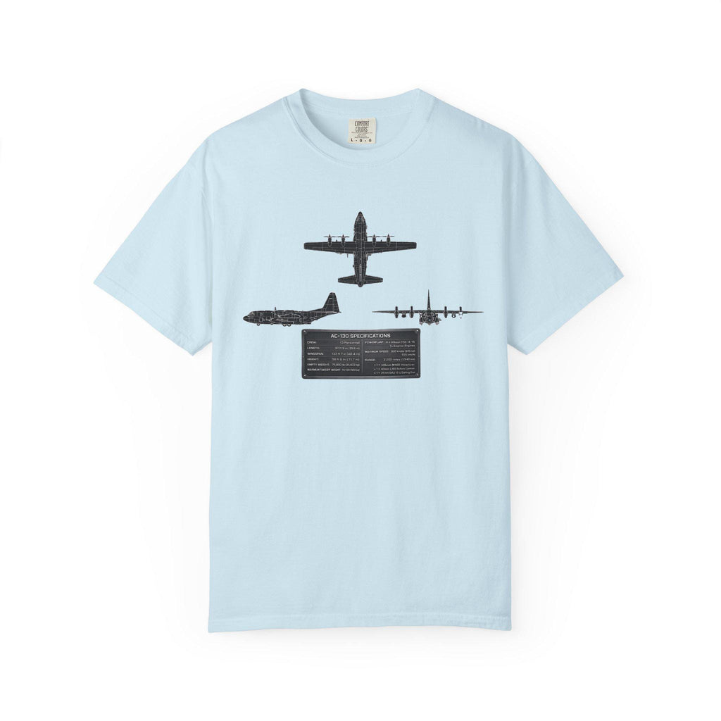AC-130 Gunship Schematic Blueprint T-shirt | Angel of Death Diagram Military Aircraft