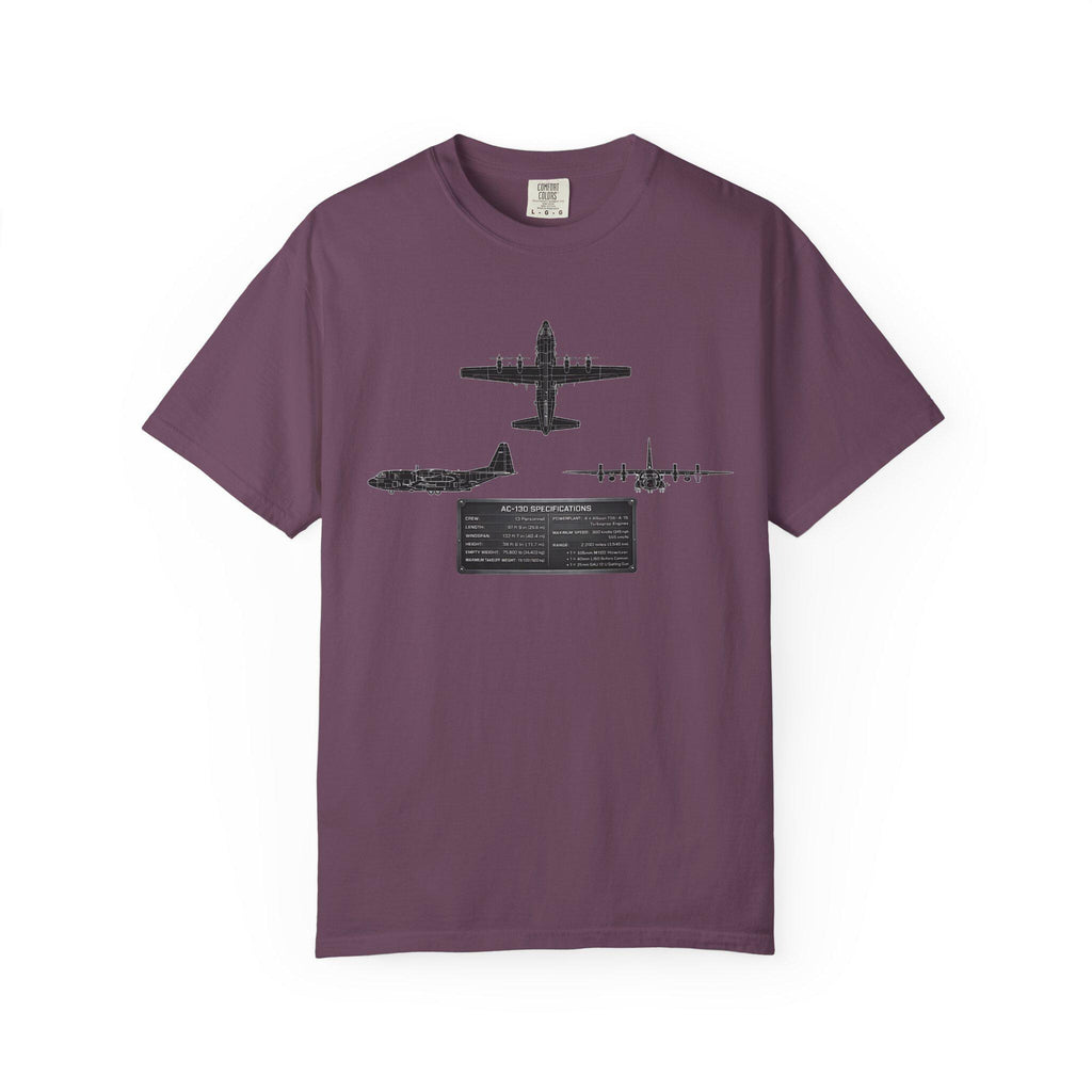 AC-130 Gunship Schematic Blueprint T-shirt | Angel of Death Diagram Military Aircraft